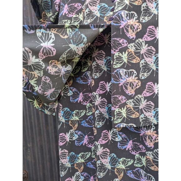 Vintage Y2K Butterfly Dress Size 8 Brown Midi Modest Pastel Christopher & Bank - Picture 3 of 10